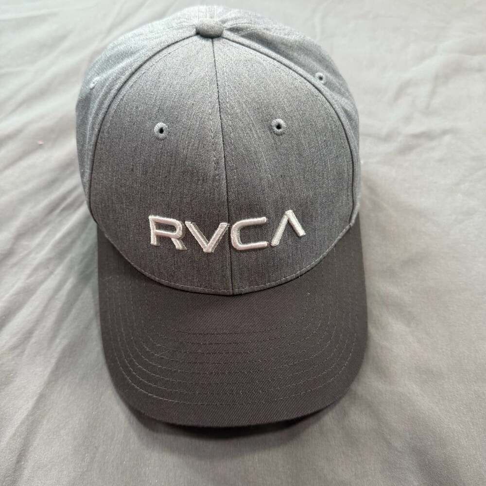 RVCA Mid Fit Gray Hat Adjustable Camo Brim Casual Outdoors Work Wear
